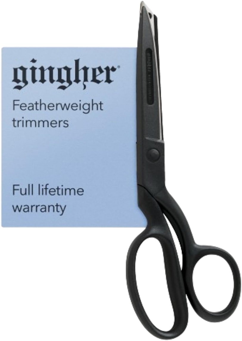 Gingher Featherweight Bent Handle Scissors - 8" Stainless Steel Shears - Sharp Fabric Scissors - Black - Product Image