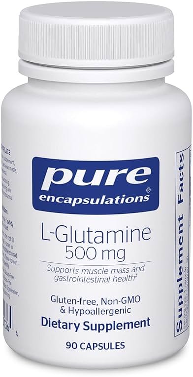 Pure Encapsulations L-Glutamine 500 mg - Supplement for Immune and Digestive Support, Gut Health and Lining, Metabolism, and Muscle Support* - with Free-Form L-Glutamine - 90 Capsules - Product Image