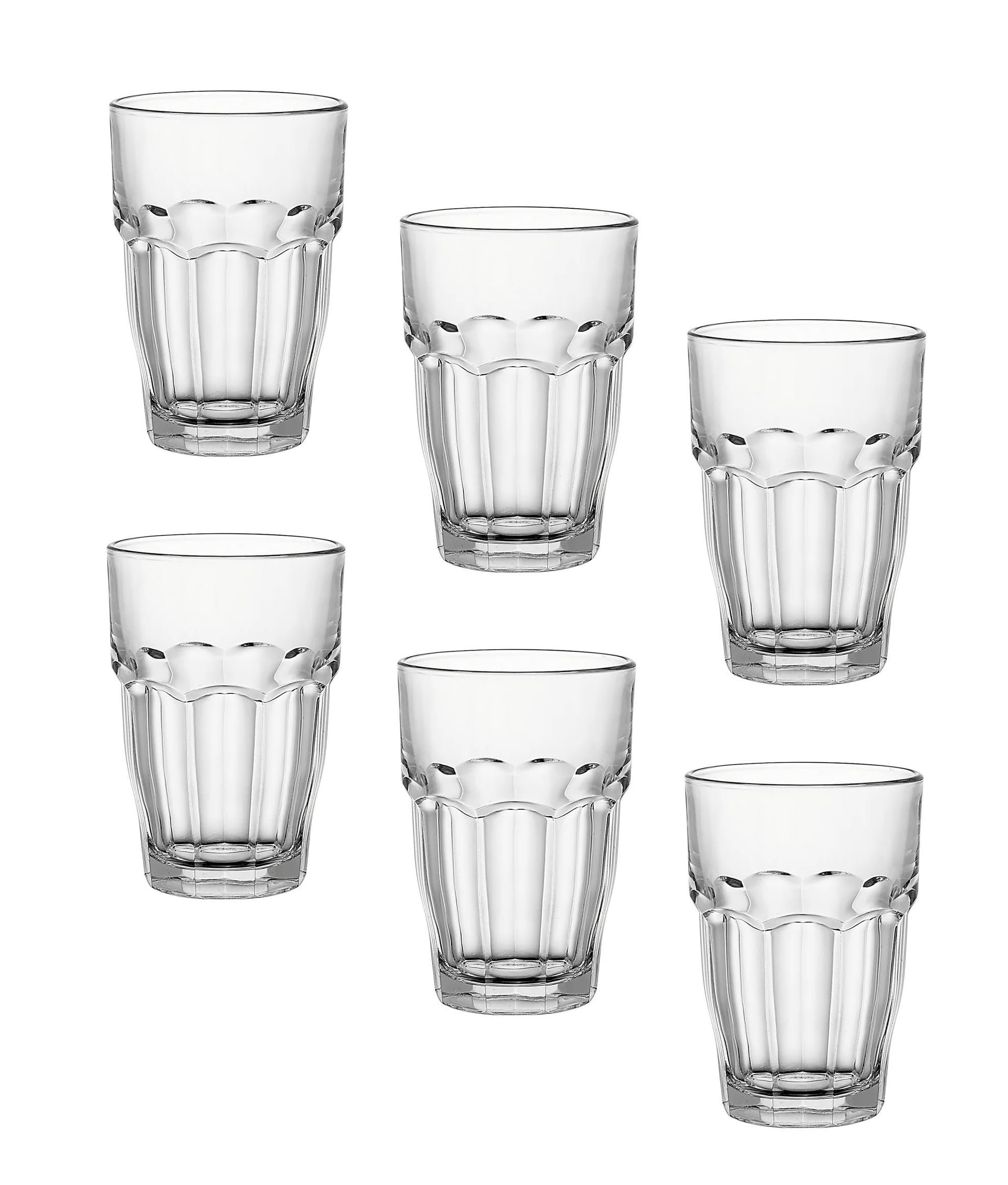 Bormioli Rocco Rock Bar Stackable Beverage, Set Of 6 Dishwasher Safe Drinking Glasses For Soda, Juice, Milk, Coke, Beer, Spirits – 12.5oz Durable Tempered Glass Water Tumblers For Daily Use - Product Image