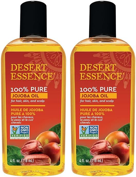 Desert Essence 100% Pure Jojoba Oil - 4 Fl Oz - Pack of 2 - Haircare & Skincare Essential Oil - All Skin Types - No Oily Residue - May Help Prevent Flakiness - Makeup Remover - Aftershave Moisturizer - Product Image