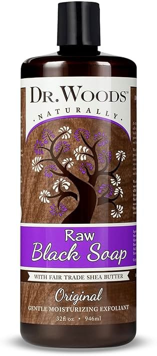 Dr. Woods Raw Liquid Black Soap -Made with Organic Shea Butter, Body Wash for Men and Women, Gentle Exfoliant, Natural Cleanser for Face, Hands, and Body - 32 Fl Oz - Product Image