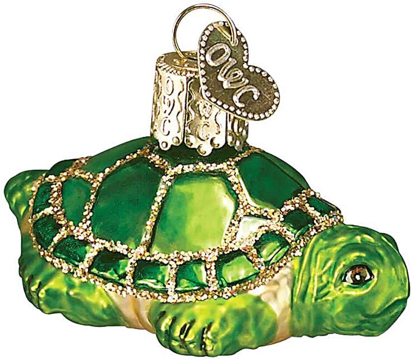Old World Christmas Small Turtle Glass Blown Ornament for Christmas Tree, Handcrafted Holiday Decoration, Sea Collection - Product Image