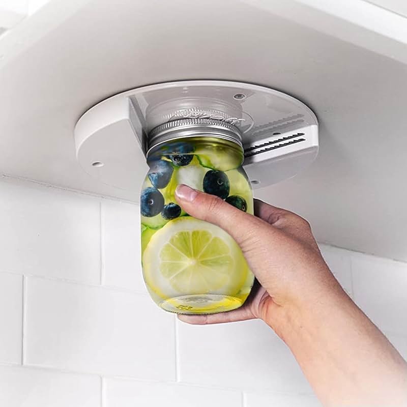 EZ Off Jar Opener for Seniors - Under Cabinet Jar Openers for Weak Hands, Easy Grip, Arthritis jar opener, One Handed Gadgets & Bottle Opener - Essential Kitchen Gadgets for Home Assistance - White - Product Image
