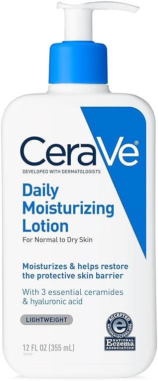 CeraVe Daily Moisturizing Lotion for Dry Skin, Body Lotion & Face Moisturizer with Hyaluronic Acid and Ceramides, Daily Moisturizer, Fragrance Free, Oil-Free, 12 Ounce - Product Image
