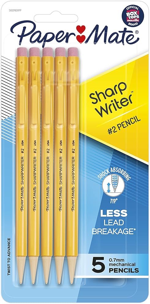 Paper Mate 3037631PP SharpWriter Mechanical Pencils, Twistable Tip, 0.7 Mm, Pack of 1 Blister, Total 5 Pencils - Product Image