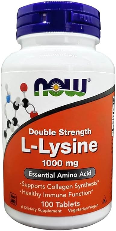 NOW Foods Supplements, (L-Lysine Hydrochloride) 1,000 mg, Double Strength, Amino Acid, 100 Tablets - Product Image