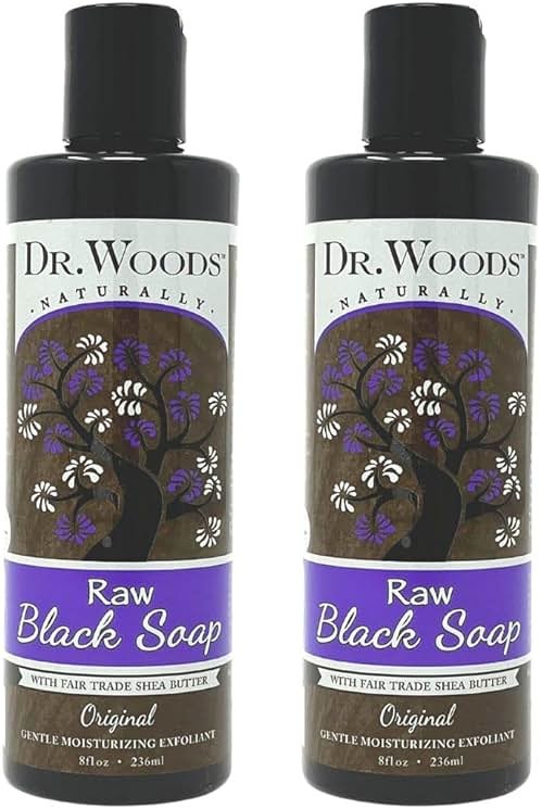 Dr. Woods Raw Liquid Black Soap with Organic Shea Butter, Body Wash for Men and Women, Gentle Exfoliant, Natural Cleanser for Face, Hands, and Body - 16 Fl Oz - Product Image