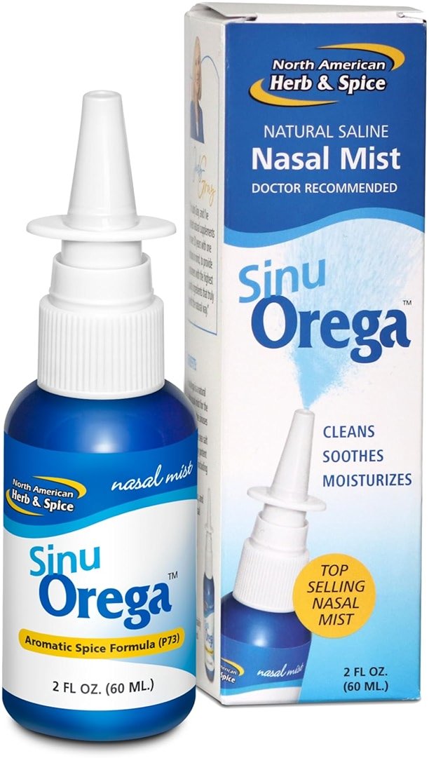 NORTH AMERICAN HERB & SPICE SinuOrega - 2 fl. oz. - All-Natural Nasal Spray - Oregano Oil & Sage to Support Healthy Sinus Response - Non-GMO, Alcohol Free, No Chemical or Synthetic Additives - Product Image