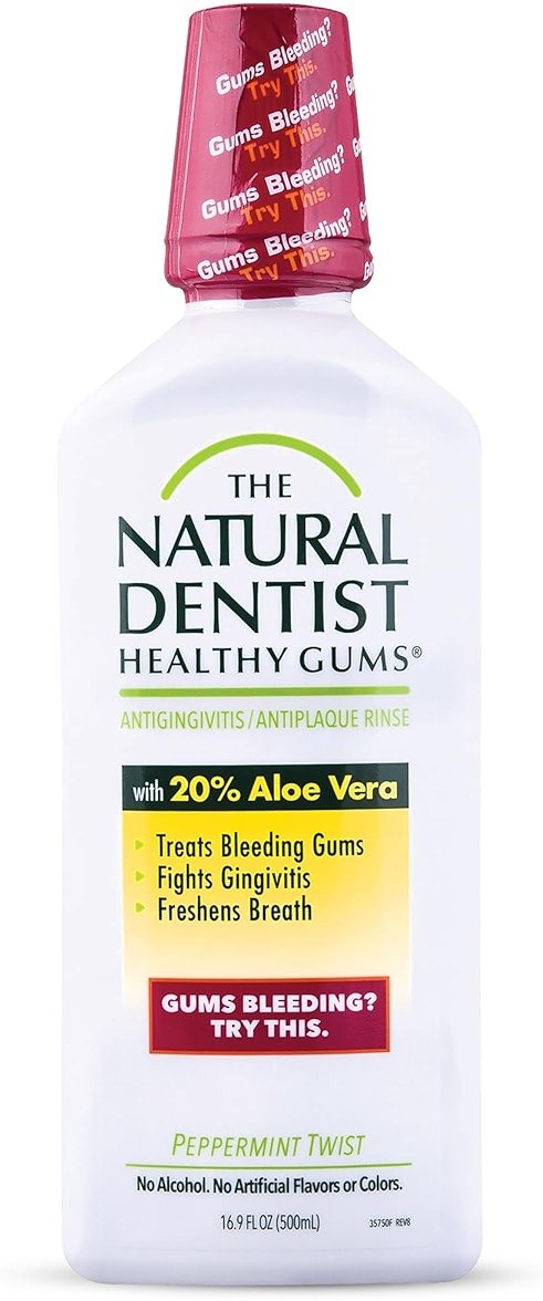 The Natural Dentist Peppermint Twist Mouthwash, No Alcohol & No Fluoride, Plant-Based Daily Rinse that Refreshes & Comforts the Mouth, 16.9 fl oz - Product Image