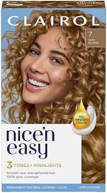 Clairol Nice'n Easy Permanent Hair Dye, 7 Dark Blonde | 100% Gray Coverage | Long‑Lasting, Natural‑Looking Color & Shine | Pack of 1 - Product Image