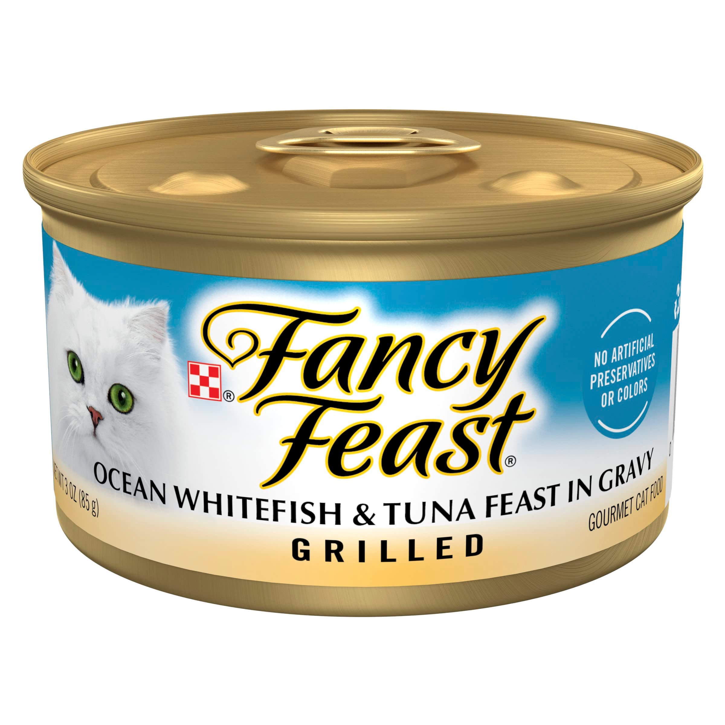 Purina Fancy Feast Grilled Wet Cat Food Ocean Whitefish and Tuna Feast in Wet Cat Food Gravy - (Pack of 24) 3 oz. Cans - Product Image