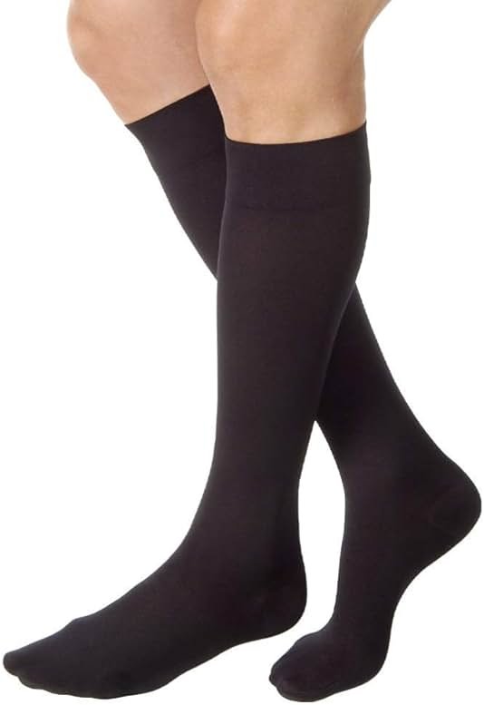 JOBST Relief Knee High Graduated Compression Socks, 15-20 mmHg - Comfortable Unisex Design - Closed Toe, Black, X-Large Full Calf - Product Image