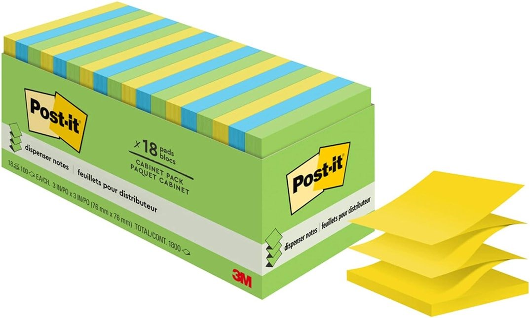 Post-it Pop-up Notes, 18 Sticky Note Pads, 3 x 3 in., School Supplies, Office Products, Accordion Sticky Notes Work with Pop-Up Note Dispenser, Floral Fantasy Collection - Product Image