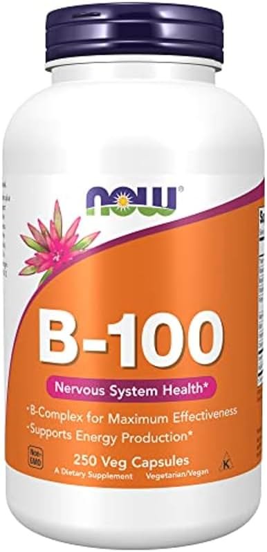 NOW Supplements, Vitamin B-100, Energy Production*, Nervous System Health*, 250 Veg Capsules - Product Image