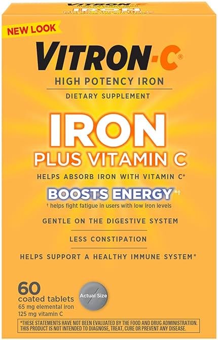 Vitron-C High Potency Iron Supplement with 125 mg Vitamin C, 60 Count - Product Image