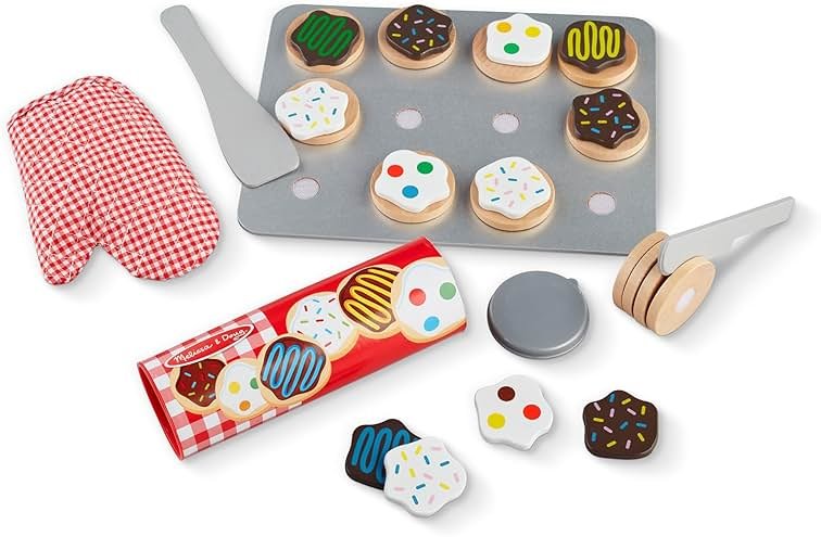 Melissa & Doug Slice & Bake Cookie Set with Wooden Play Food, Colorful Toppings & Play Kitchen Accessories, Preschool Learning Toys for Girls & Boys 3+ - Product Image