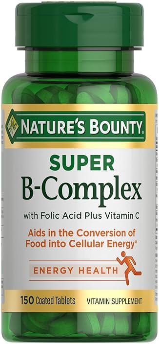 Nature's Bounty Super B Complex Vitamins with Vitamin C & Folic Acid, Vitamins for Immune & Cellular Energy Support, 150 Tablets - Product Image