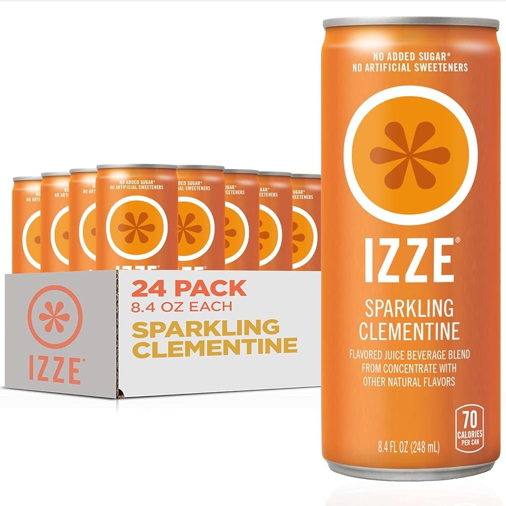 IZZE Sparkling Water Juice Beverage Blend, Clementine, No Sugar Added, 8.4 FL OZ, 24 Cans - Product Image