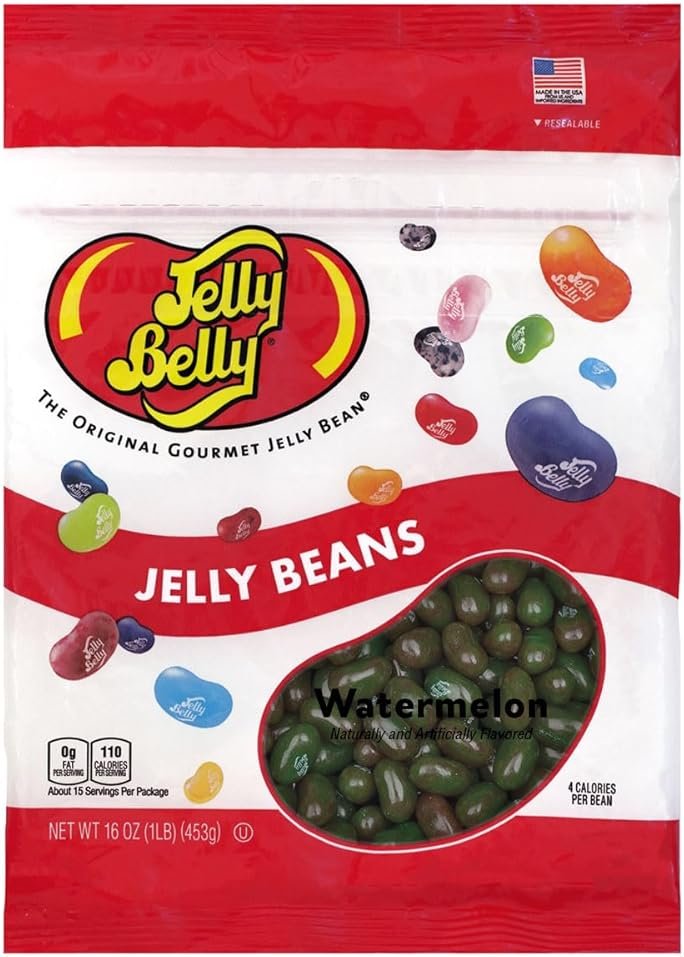 Jelly Belly Watermelon Jelly Beans - 1 Pound (16 Ounces) Resealable Bag - Genuine, Official, Straight from the Source - Product Image