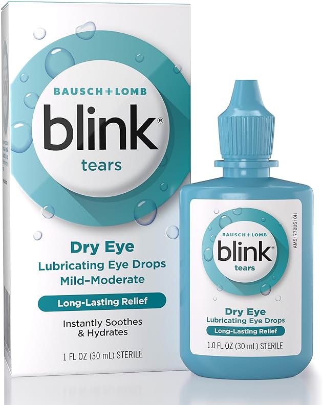 BLINK Tears Lubricating Eye Drops, Moisturizing & Soothing for Mild to Moderate Dry Eyes, with Hyaluronate, Reduces Discomfort, Long-Lasting Hydration, Soothes & Moisturizes, 1 Fl Oz - Product Image