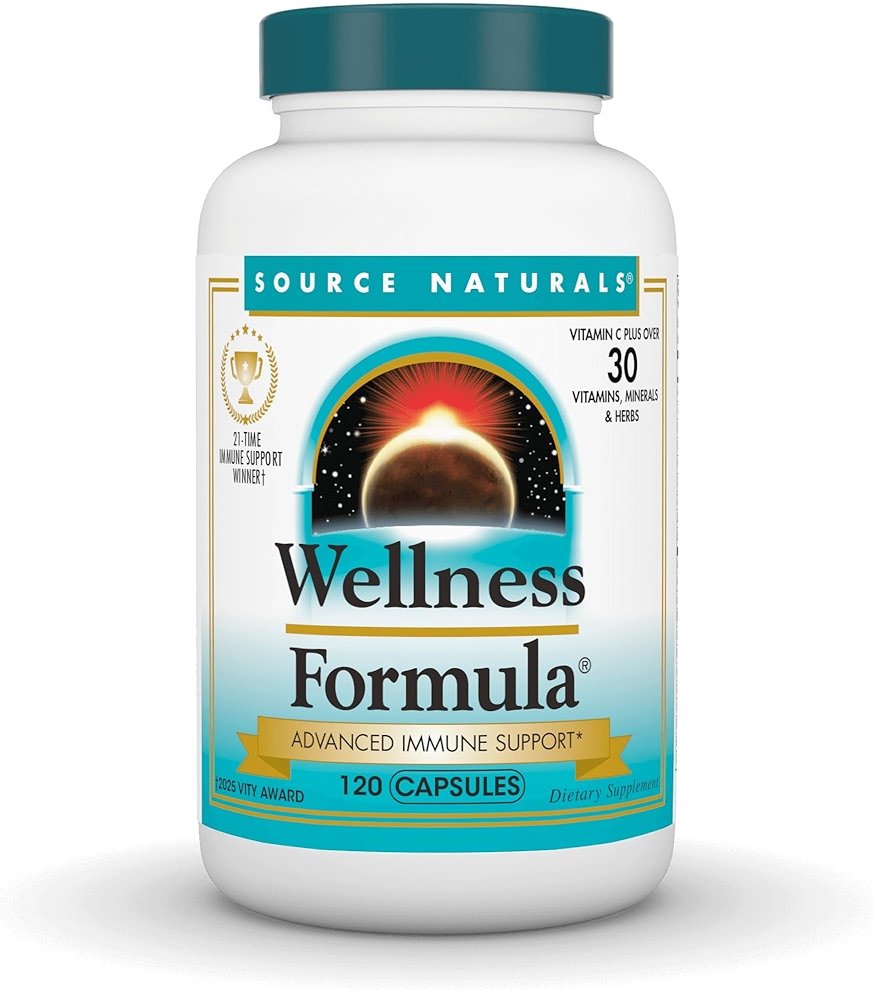 Source Naturals Wellness Formula, Advanced Immune Support*, Bio-Aligned Vitamins & Herbal Defense - Immune System Support Supplement & Immunity Booster - 120 Capsules - Product Image