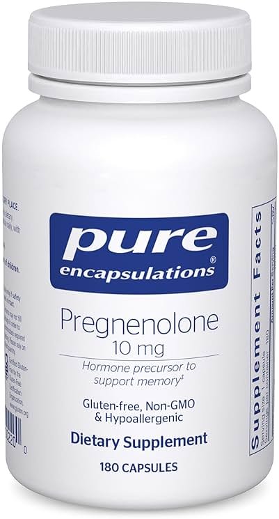 Pure Encapsulations Pregnenolone 10 mg - Support Memory & Hormone Balance* - Hormone Precursor - Gluten Free & Non-GMO - 180 Capsules - Product Image