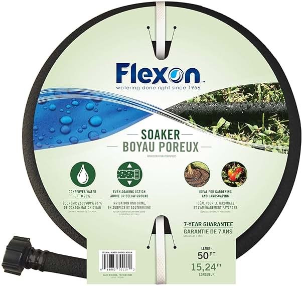 Flexon WS5850 5/8-Inch x 50-Foot Weep & Soak Garden Soaker Hose, Black - Product Image
