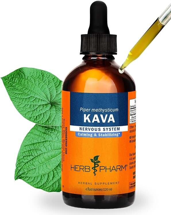 Herb Pharm Kava Root Liquid Extract: Reduces Stress, Relaxing, Vegan, Non-GMO Kava Kava Tincture for Calm & Relaxed Mind, Made with Noble Kava, Gluten-Free, Up to 3 Month Supply, 4 oz - Product Image