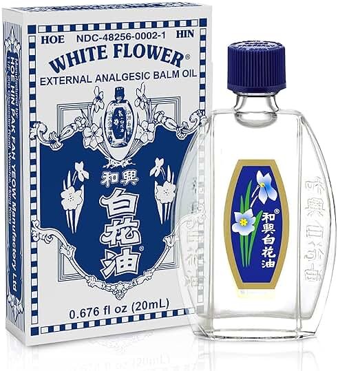 White Flower External Analgesic Balm Oil 20ml/ 0.676fl Oz., Authentic US import (1 bottle) - Product Image