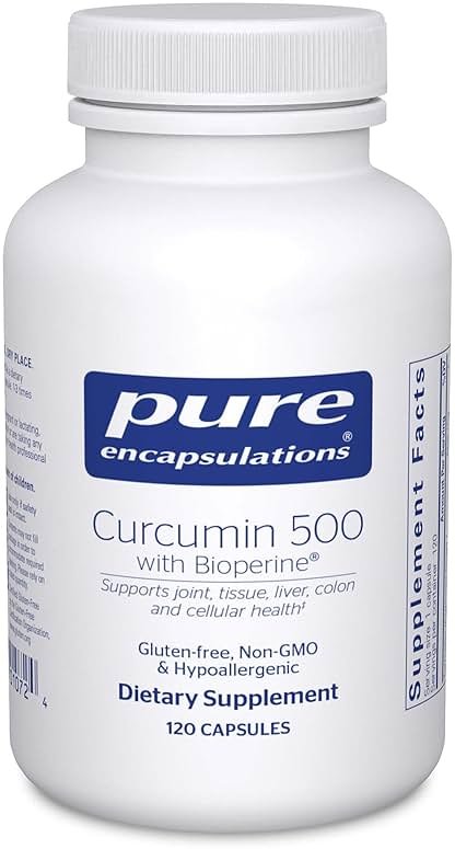 Pure Encapsulations Curcumin 500 with Bioperine - Antioxidant Supplement to Support Joints, Tissue, Liver, Colon & Cellular Health* - with Turmeric Curcumin & Bioperine - 120 Capsules - Product Image