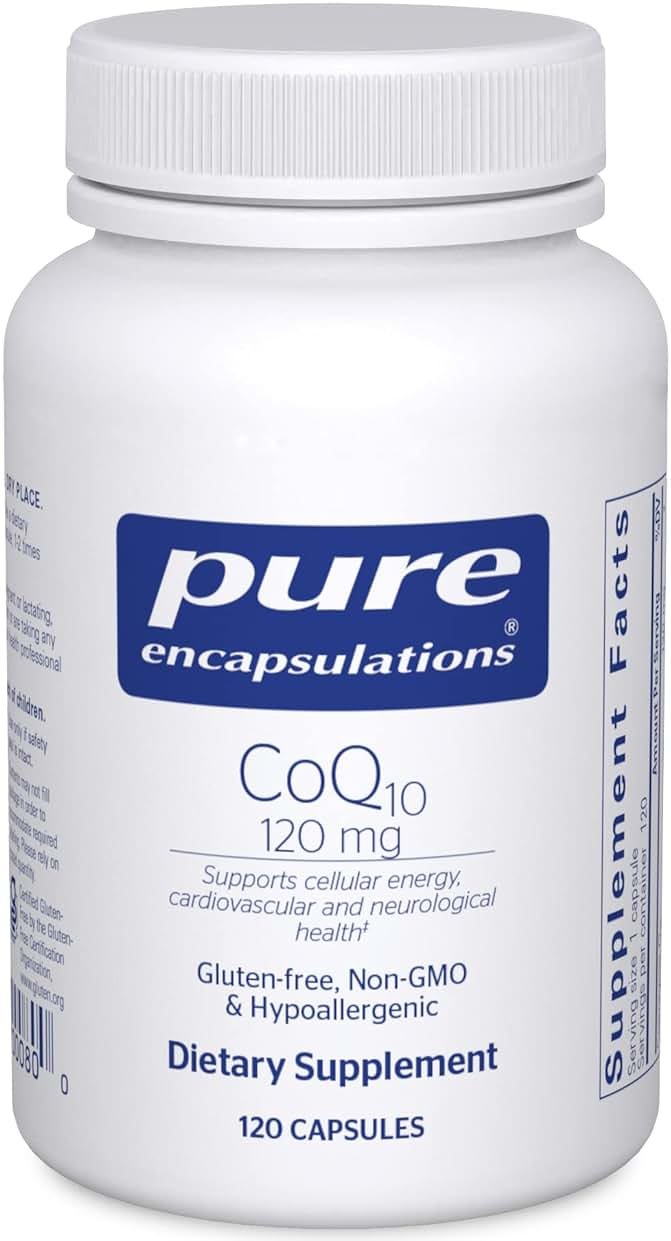 Pure Encapsulations CoQ10 120 mg - Coenzyme Q10 Supplement for Heart Health, Energy, Antioxidants, Brain & Memory Health - Cellular Health, Cognition & Cardiovascular Support* - 120 Capsules - Product Image