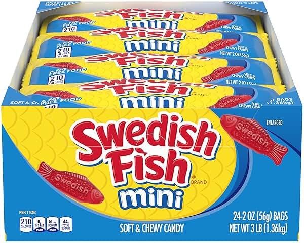 SWEDISH FISH Mini Soft & Chewy Candy, Bulk Candy, Mother's Day, 24 - 2 oz Bags - Product Image