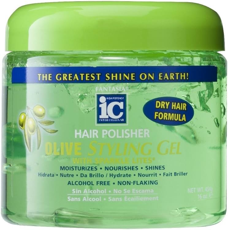 Fantasia Ic Hair Polisher Olive Styling Gel With Sparkle Lites, 16 Oz - Product Image