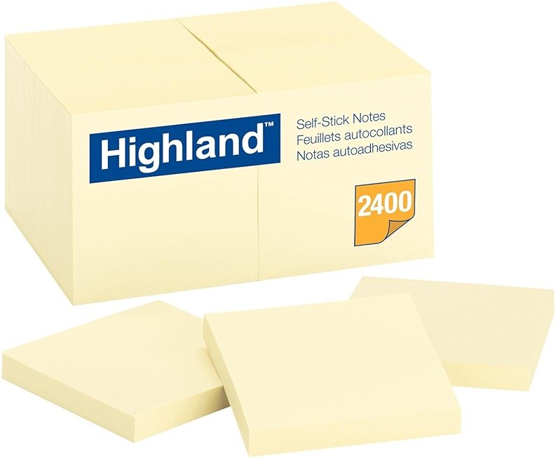 Highland Sticky Notes, 3 x 3 Inches, Yellow, 24 Pack (6549-24) - Product Image