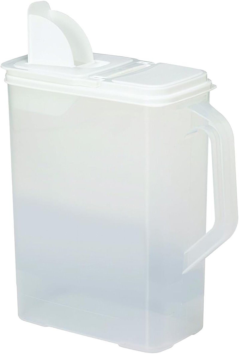Buddeez Bulk Food Storage Container - 8 Quart All Purpose Clear & Large Pantry and Kitchen Organization and Storage - Cereal, Flour, Sugar, Rice Dispenser, EZ Grip Handle, EZ Pour Spout (White Lid) - Product Image