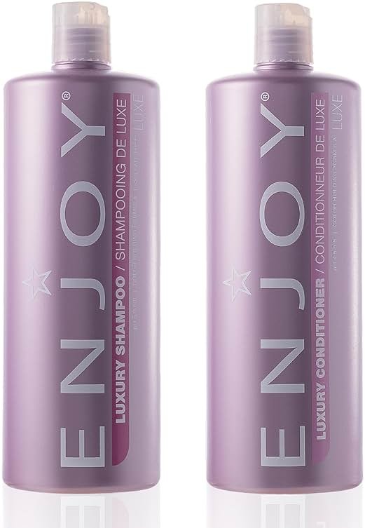 Enjoy Luxury Shampoo & Conditioner- Eliminates Frizz Cleansing Moisturizing Smoothing - Sulfate Free For Thick Coarse or Curly Hair (33.8 Fl Oz) - Product Image