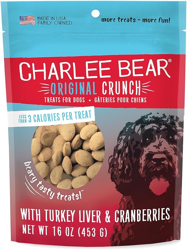 Charlee Bear Dog Training Treats, Turkey Liver & Cranberries Recipe, Low Calorie (Under 3 Calories), Limited Ingredient Crunchy Dog Treats, 16 oz. Resealable Bag - Product Image