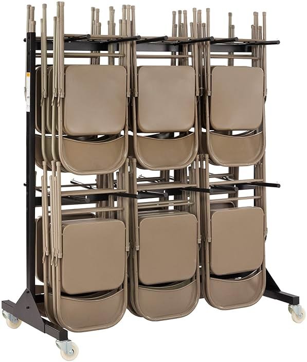 Safco 2 Tier Folding Chair Cart, Heavy Duty Powder Coated Storage Cart, Holds 84 Chairs, Commercial-Grade Steel, Black - Product Image
