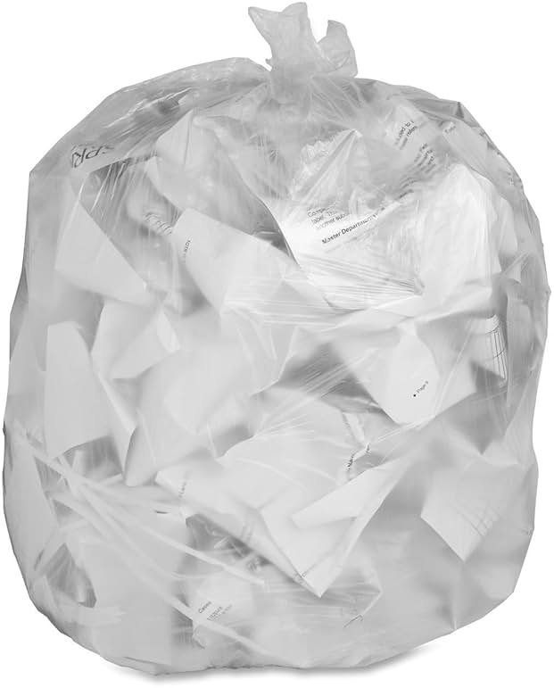 Genuine Joe GJO01011 Low-Density Trash Can Liner, 16 Gallon Capacity, 31" Length x 24" Width x 0.60 mil Thickness, Clear (Box of 500) - Product Image