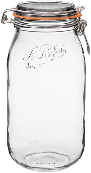 Le Parfait Super Jar 2L (64oz) French Glass Preserving Jar w/Airtight Rubber Seal & Wire Bail Closure - BPA-Free Canning Jar for Pickles, Fruits, Sauces & Food Storage - Made in France Since 1930 1PK - Product Image