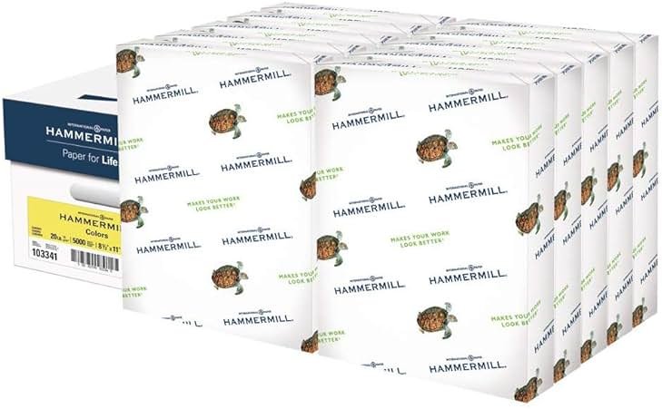 Hammermill Colored Paper, 20 lb Canary Printer Paper, 8.5 x 11-10 Ream (5,000 Sheets) - Made in the USA, Pastel Paper, 103341C - Product Image