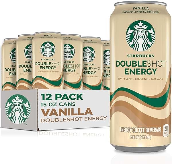 Starbucks Doubleshot Energy Drink Coffee Beverage, Vanilla, Iced Coffee, 15 fl oz Cans (12 Pack) - Product Image