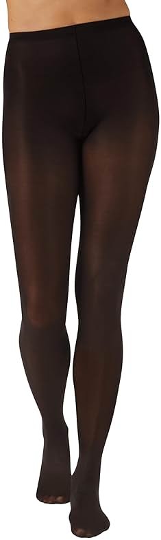 L'eggs Women's Casual Opaque Tights, Same to Waist, Sheer Toe, Black - Product Image