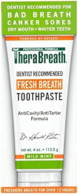 TheraBreath Fresh Breath Dentist Formulated 12-Hour Toothpaste, Mild Mint, 4 Ounce (Pack of 2), Packaging may vary - Product Image