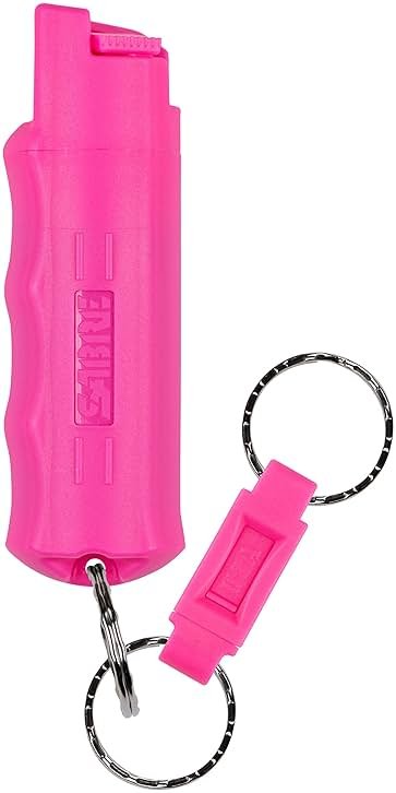 SABRE 3‑in‑1 Defense Pepper Spray with Tear Gas & UV Marking Dye - Twist-Lock Safety, Quick-Release Keychain, Maximum Strength OC for Self Defense, 14-ft Range, 10 Second Spray Time, 0.54 fl oz - Product Image