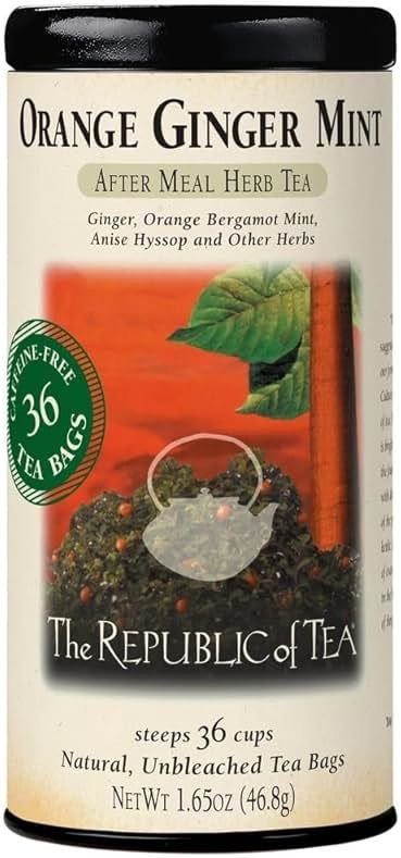 The Republic of Tea - Orange Ginger Mint Herbal Tea, 36 Tea Bag, Tin | Caffeine-free - Product Image