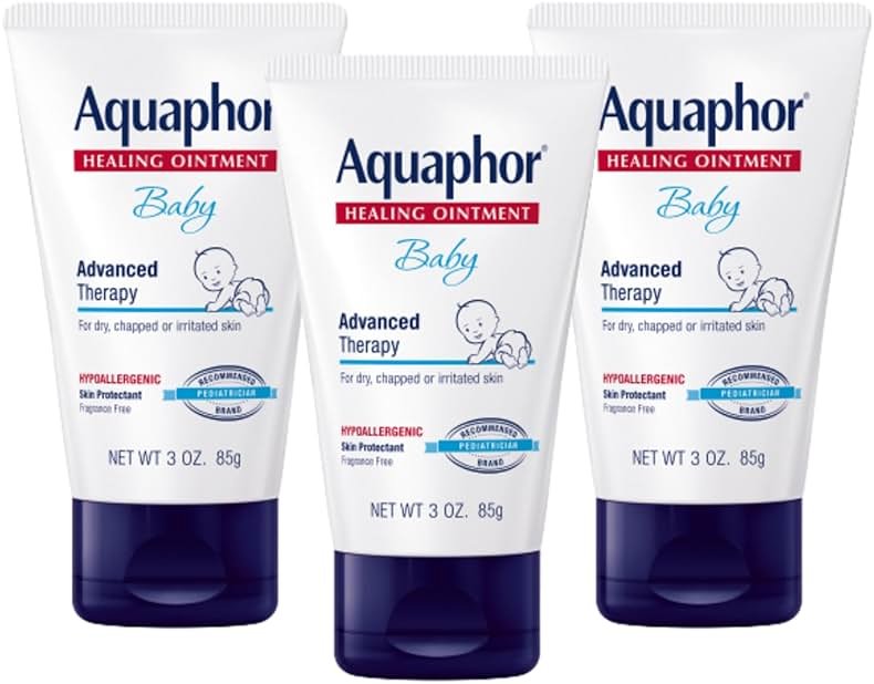 Aquaphor Baby Healing Ointment, Advanced Therapy for Chapped Cheeks and Diaper Rash, 3 oz. Tube (Pack of 3) - Product Image