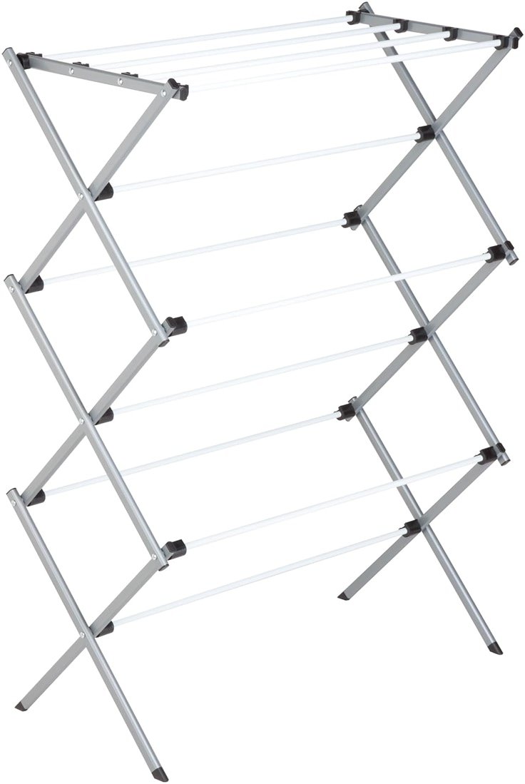 Honey-Can-Do Deluxe Metal Collapsible Clothes Drying Rack, 50 lbs, 29" x 14.2" x 42.1", White & Grey - Product Image