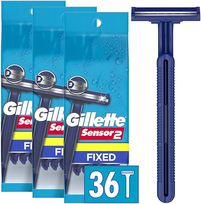 Gillette Sensor2 Men's Disposable Razor, 12 Count (Pack of 3), Blue - Product Image