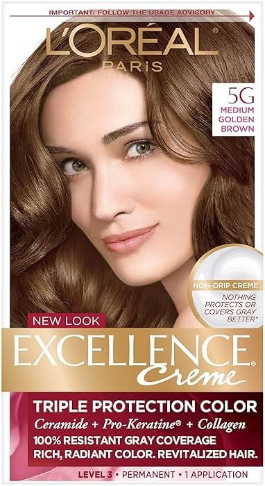 L’Oreal ParisExcellence Triple Protection Color Creme, Medium Golden Brown/Warmer 5G (Pack of 3) - Product Image